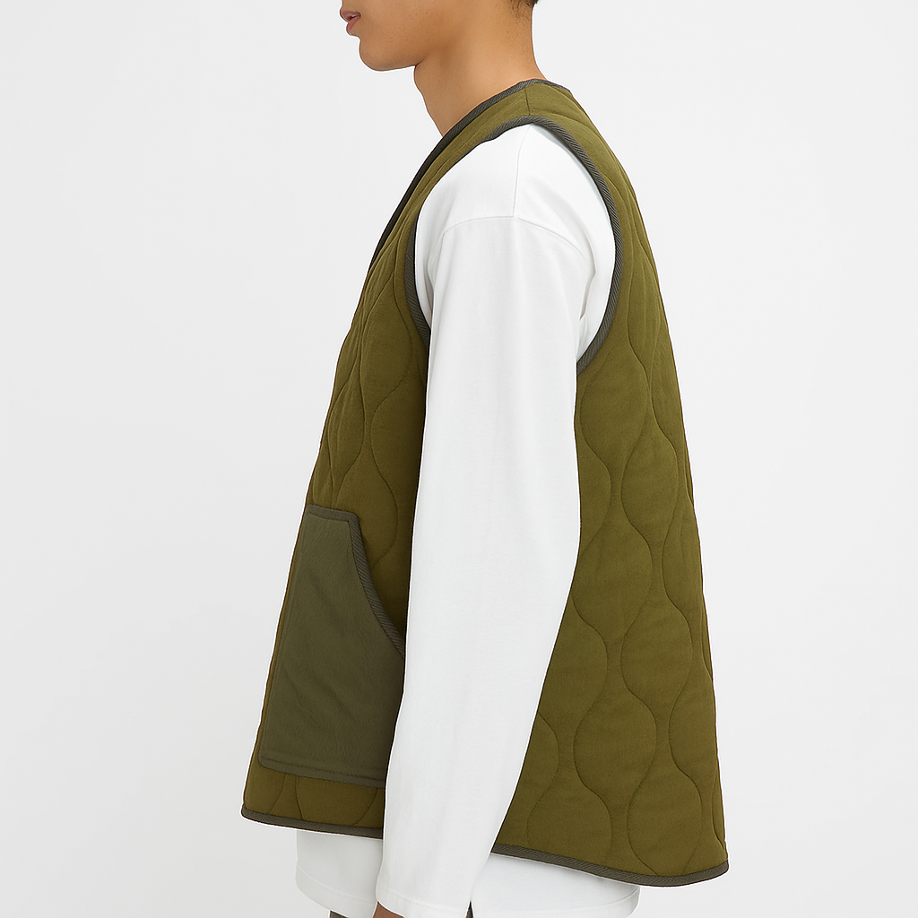 Quilted Vest - Olive Green