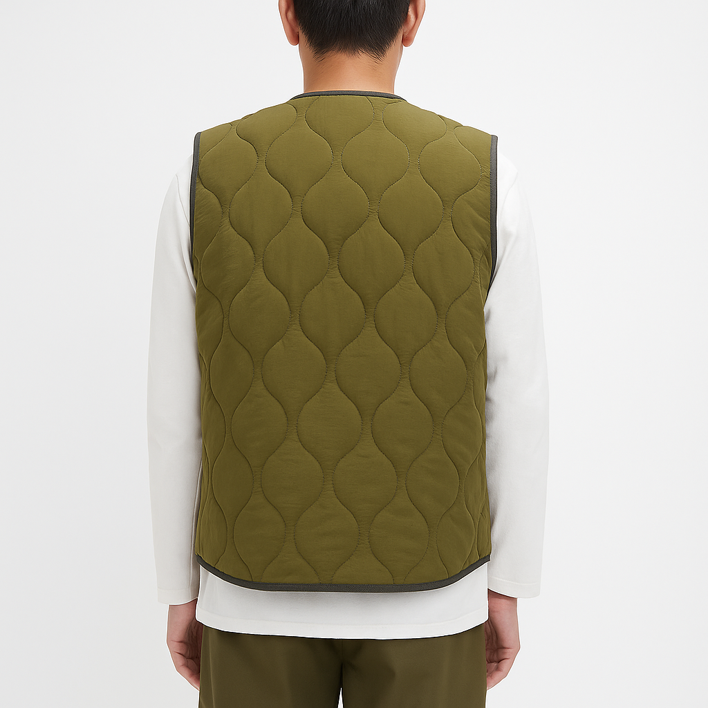 Quilted Vest - Olive Green