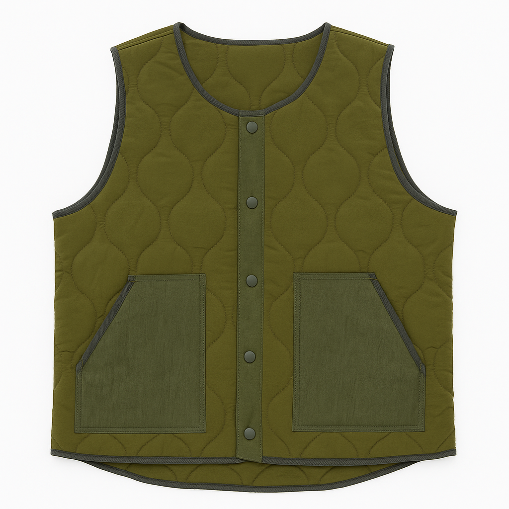 Quilted Vest - Olive Green