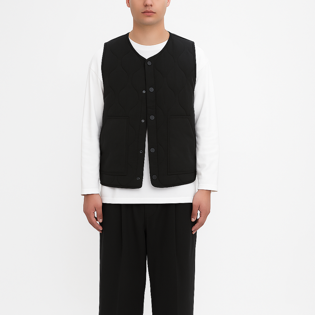 Quilted Vest - Jet Black