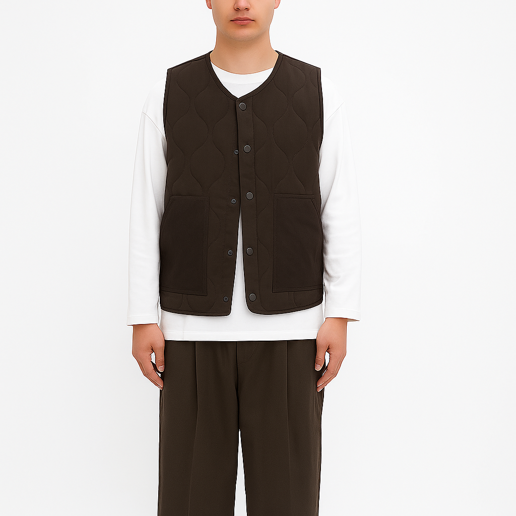 Quilted Vest - Brown