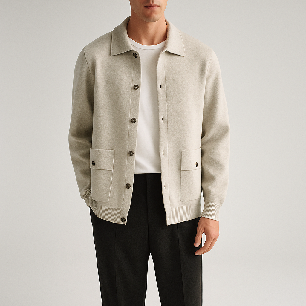 Merino Wool Cardigan With Pockets - Dark Gray