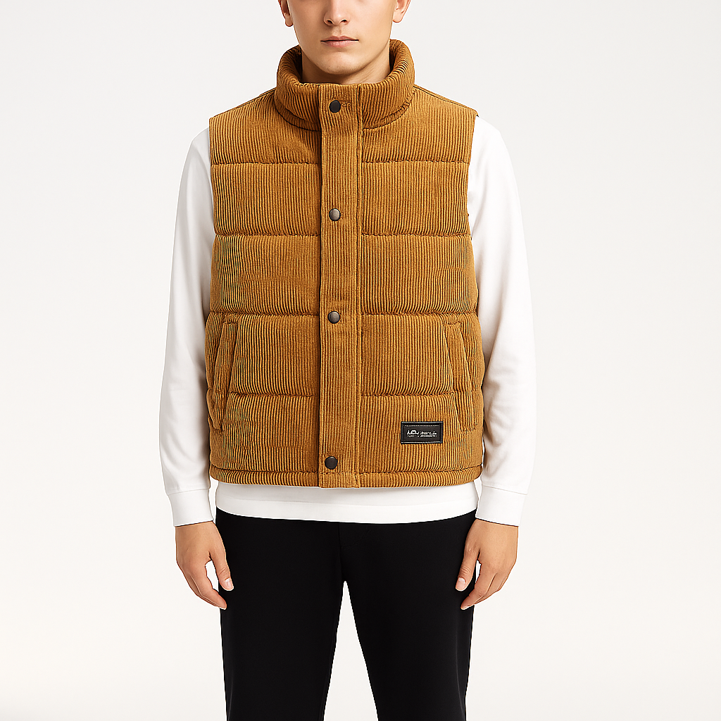 Corduroy Puffer Vest - White
