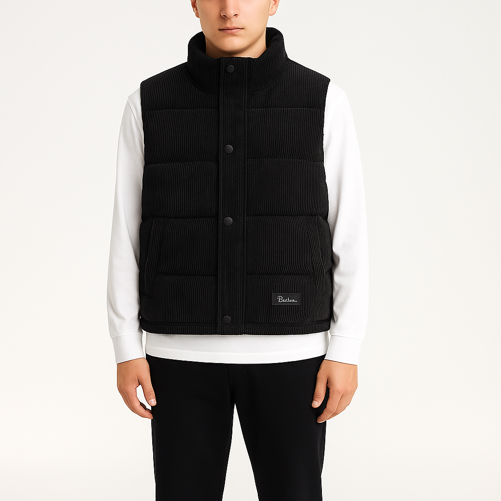 Corduroy Puffer Vest - White
