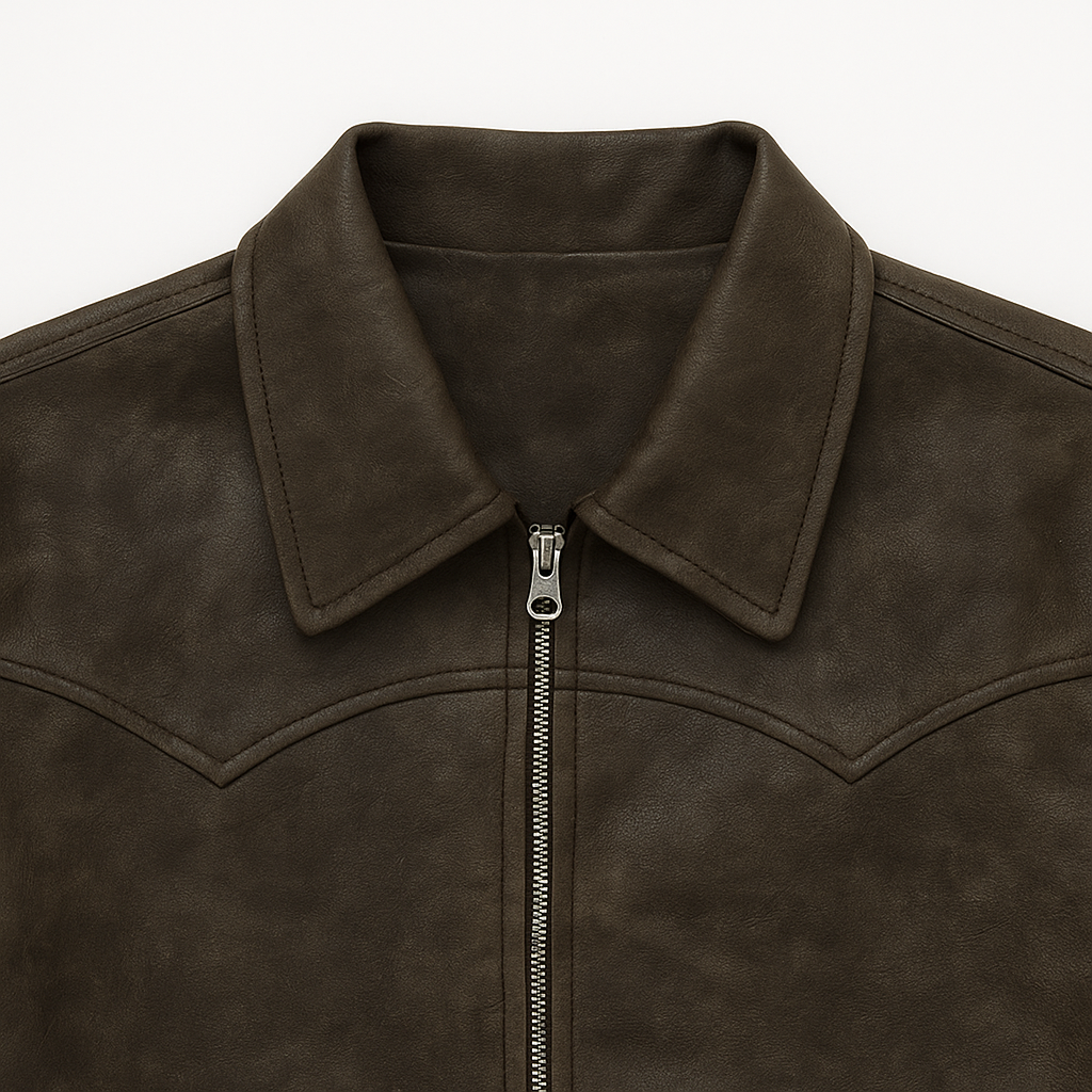 Distressed Leather Jacket – Vintage Brown
