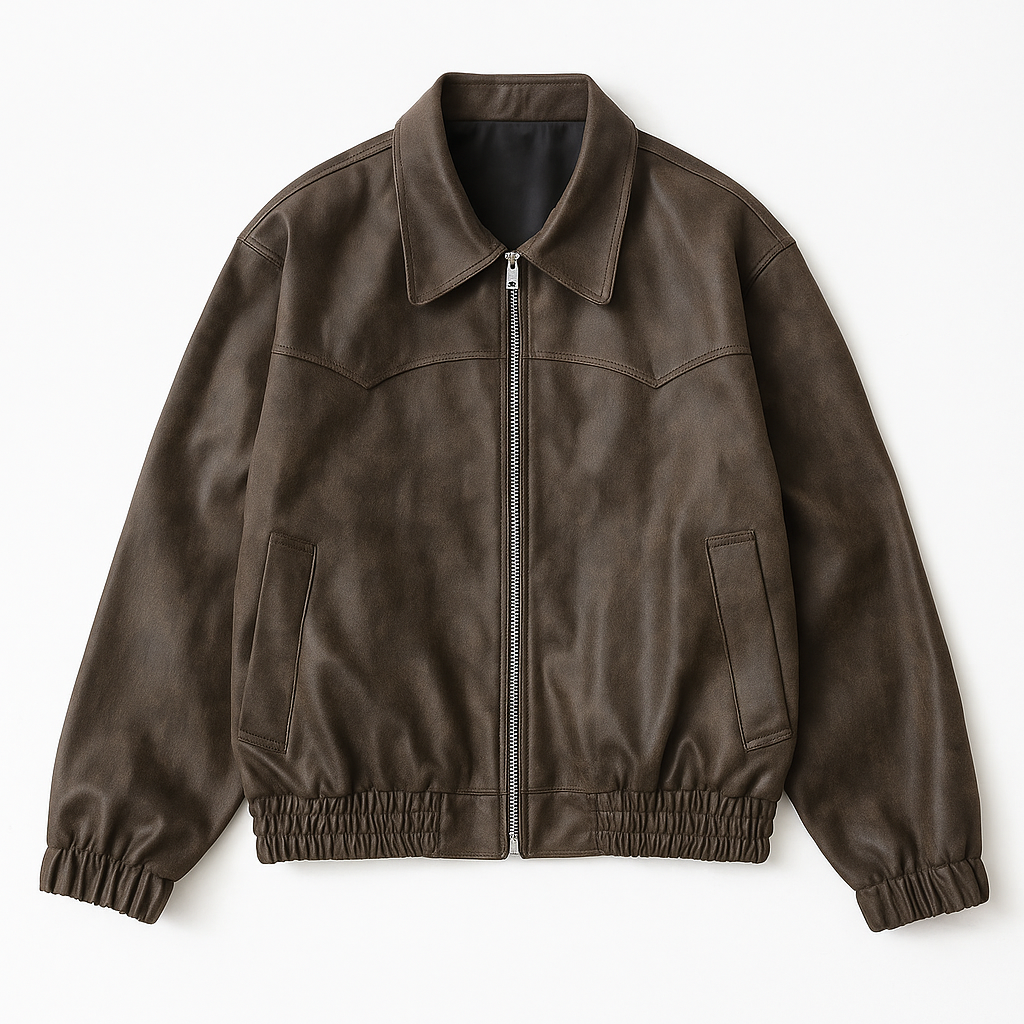 Distressed Leather Jacket – Vintage Brown