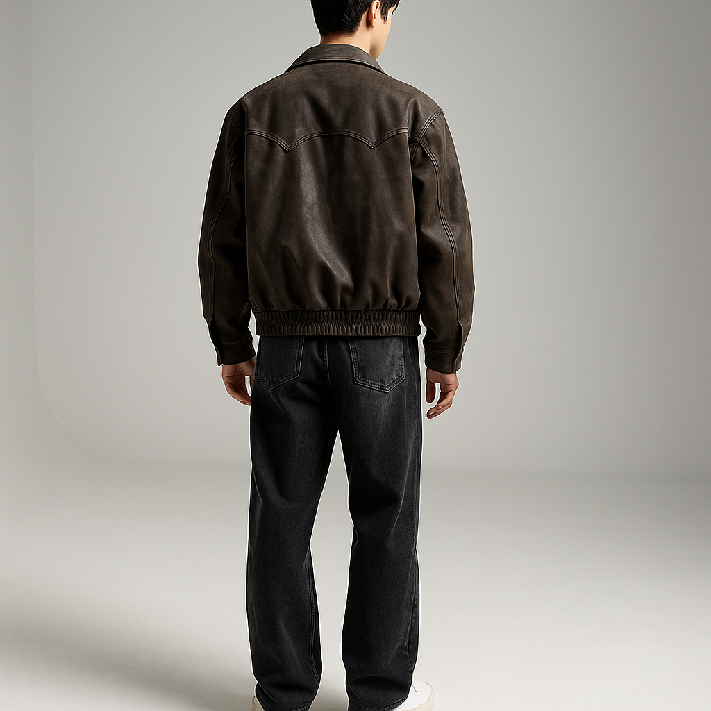 Distressed Leather Jacket – Vintage Brown