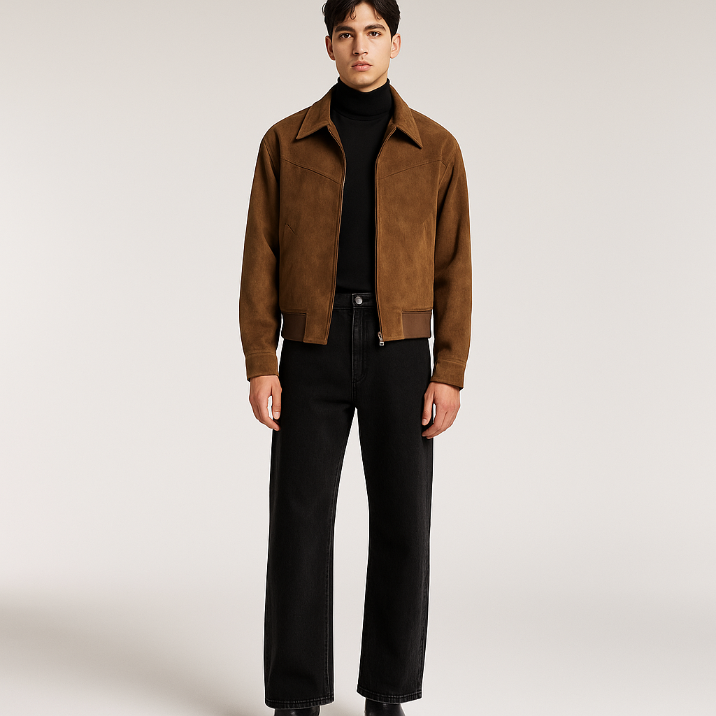 Suede Bomber Jacket – Black