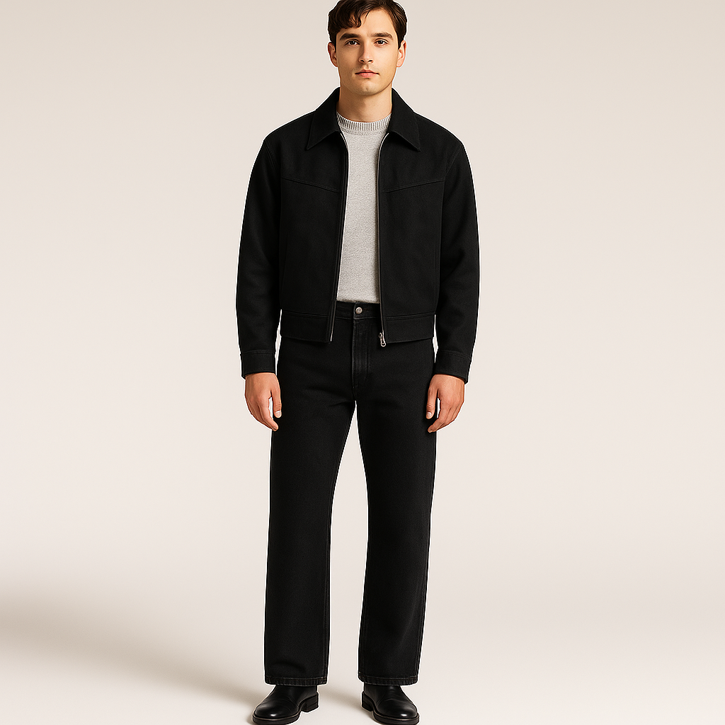 Suede Bomber Jacket – Black