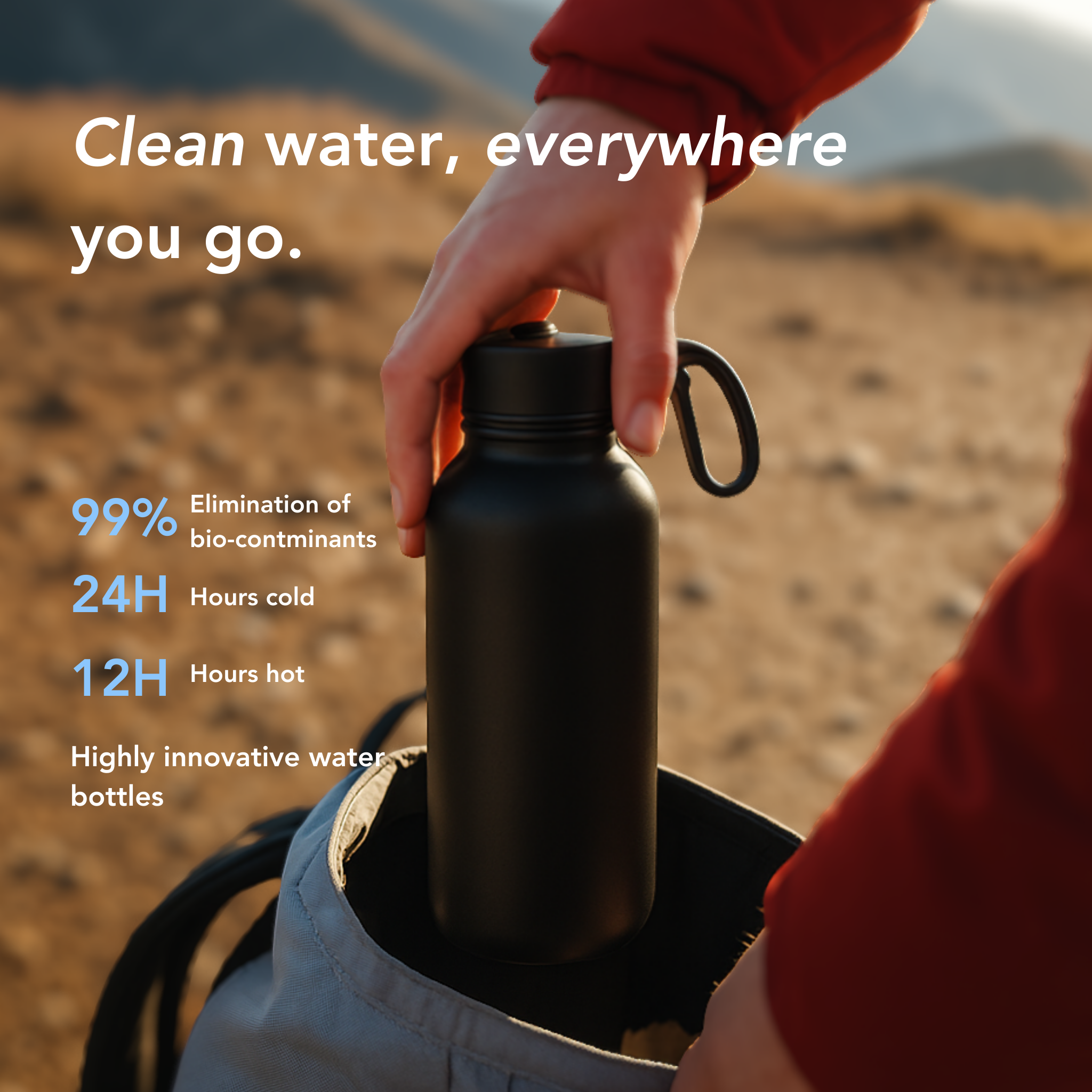 Sippz Self-cleaning Water Bottle Jet Black