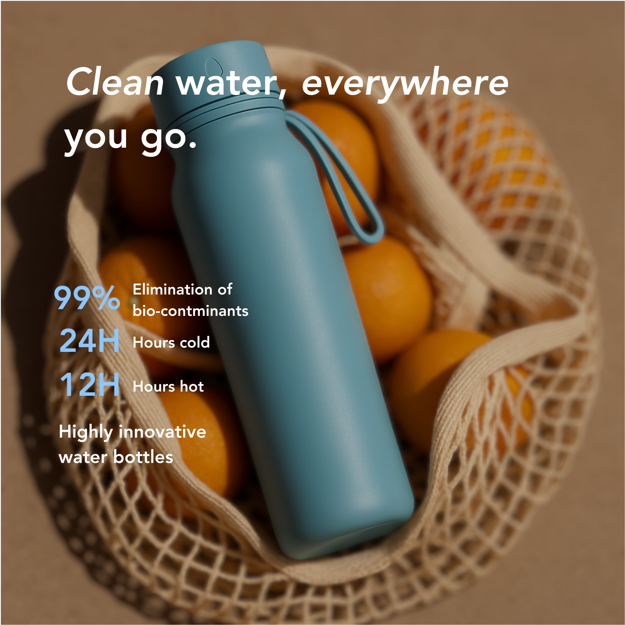 Sippz Self-cleaning Water Bottle Cloud Blue