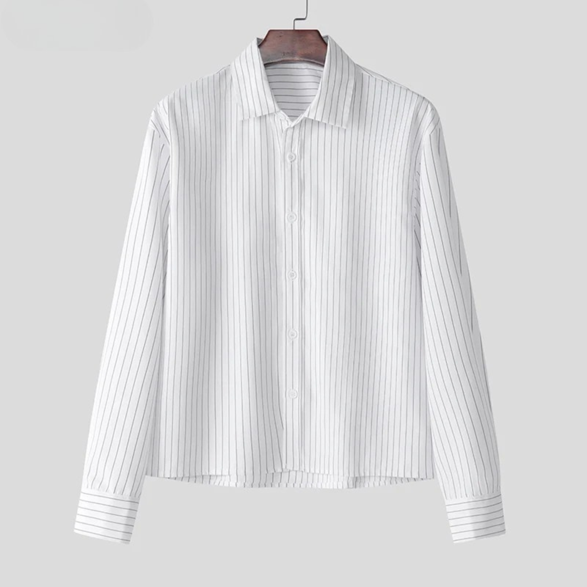 Box Fit Striped Shirt - White/Grey