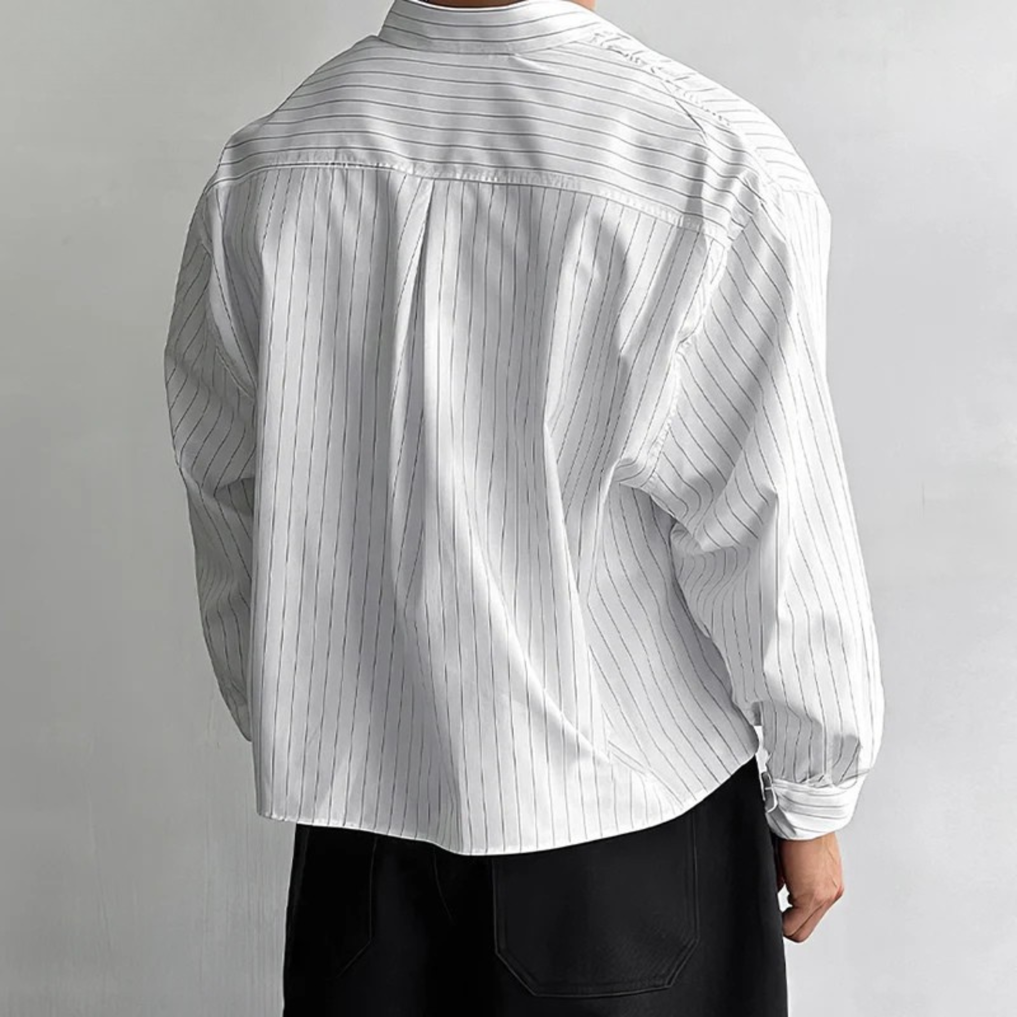 Box Fit Striped Shirt - White/Grey