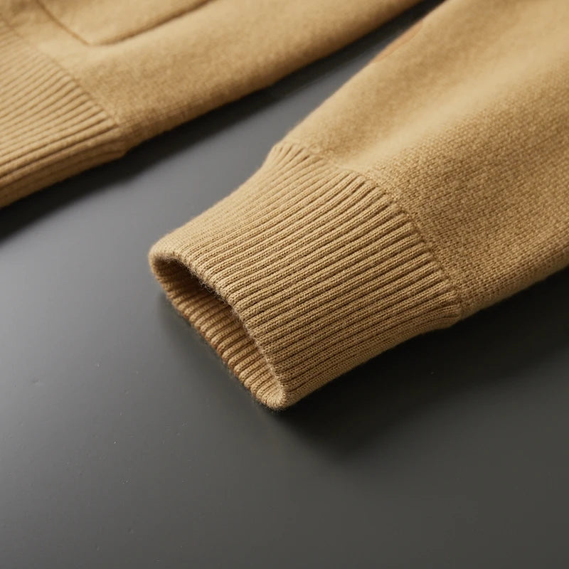 Merino Wool Cardigan With Pockets - Khaki