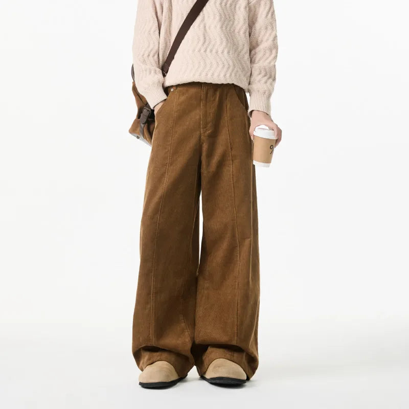 Corduroy Loose Fit Pants - Beige