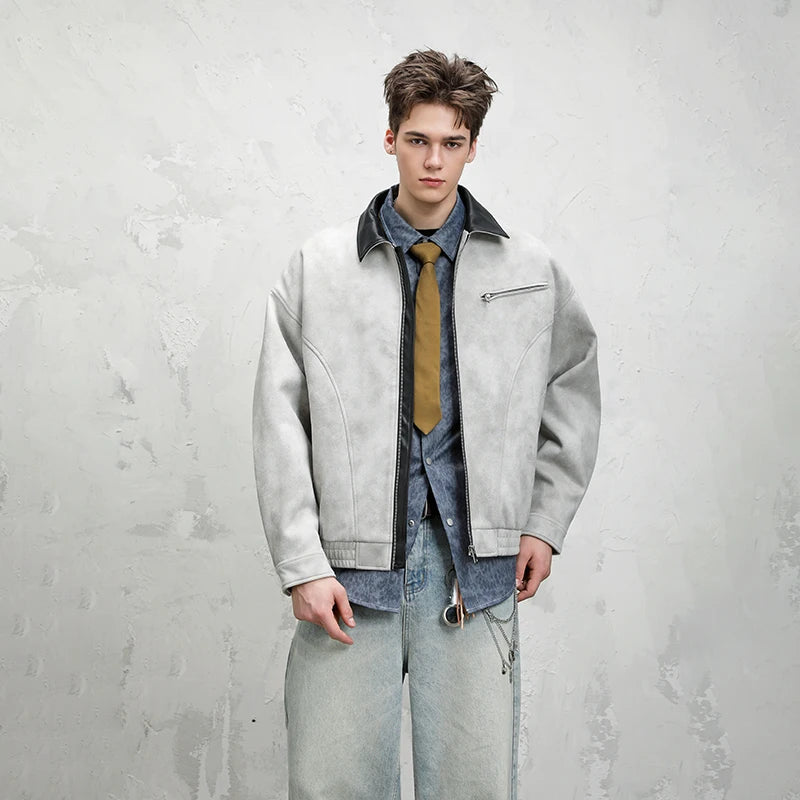 Box Fit Suede Bomber Jacket - Green