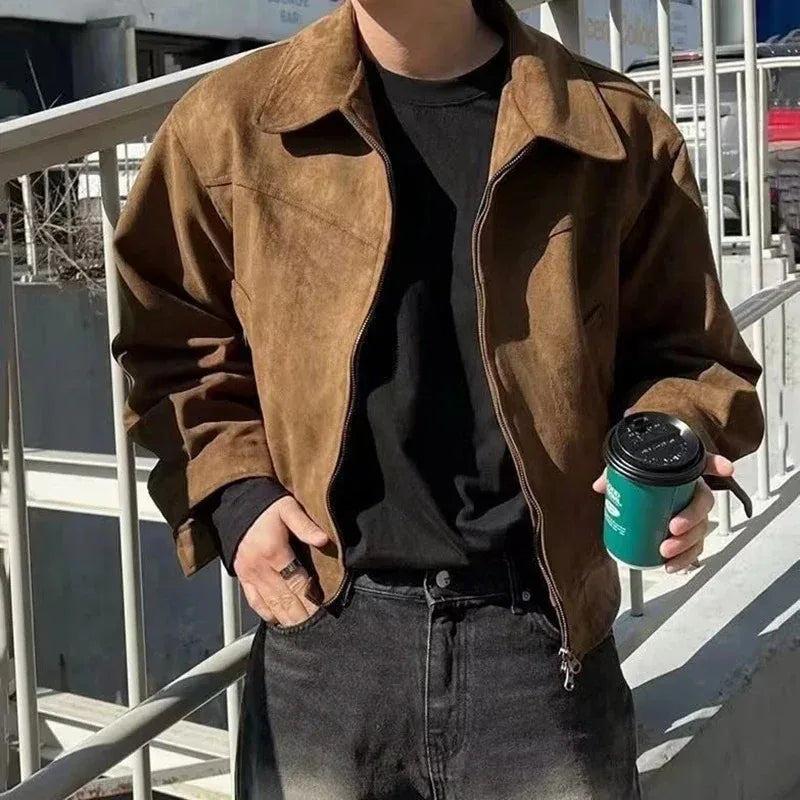 Suede Bomber Jacket – Brown