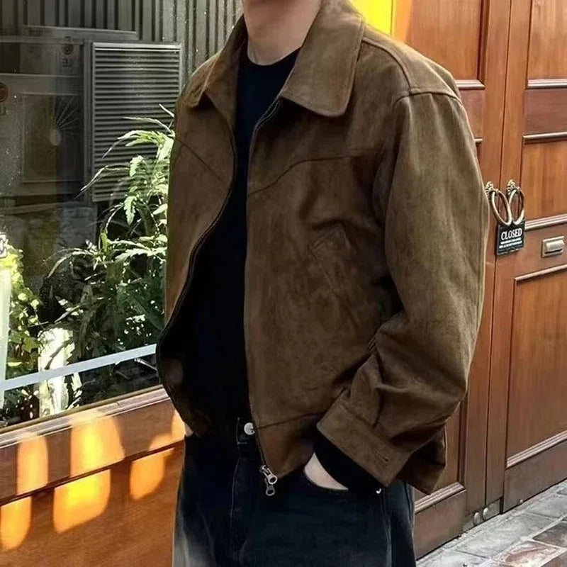 Suede Bomber Jacket – Brown
