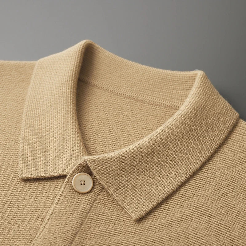 Merino Wool Cardigan With Pockets - Khaki