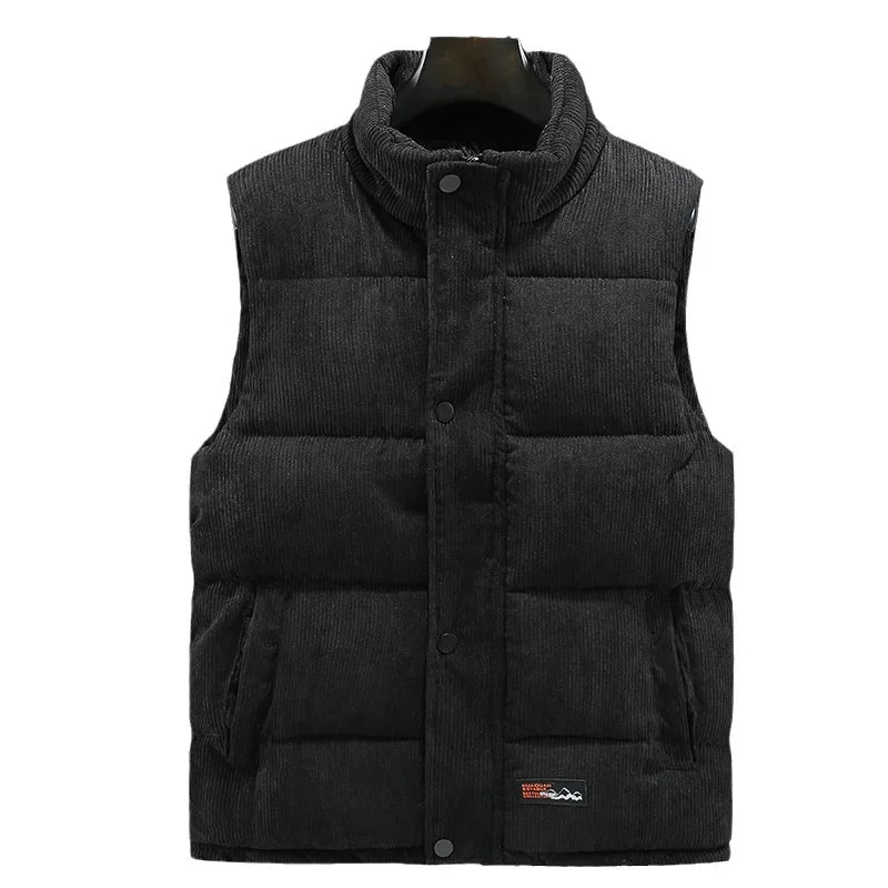 Corduroy Puffer Vest - Black