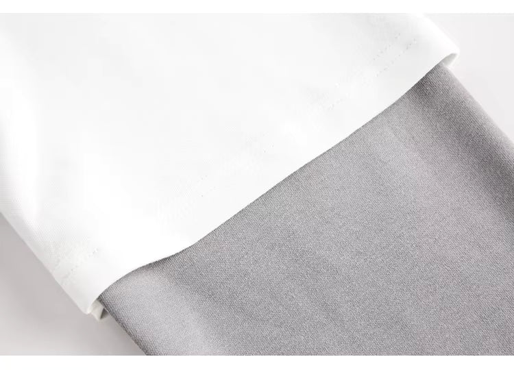 Spliced Long Sleeve Graphic Sweatshirt - White