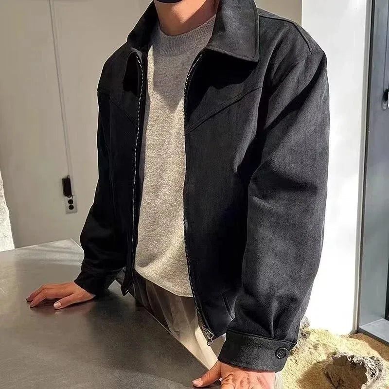 Suede Bomber Jacket – Black
