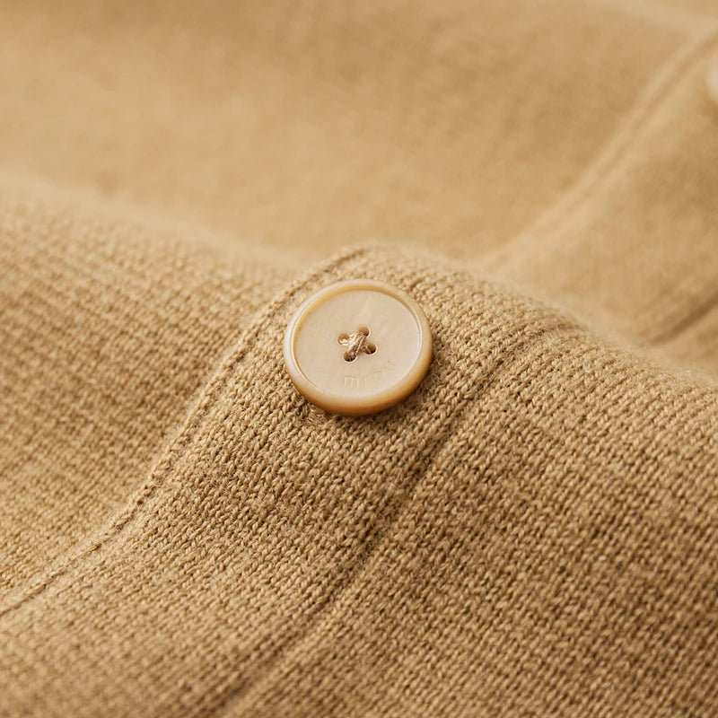 Merino Wool Cardigan With Pockets - Khaki