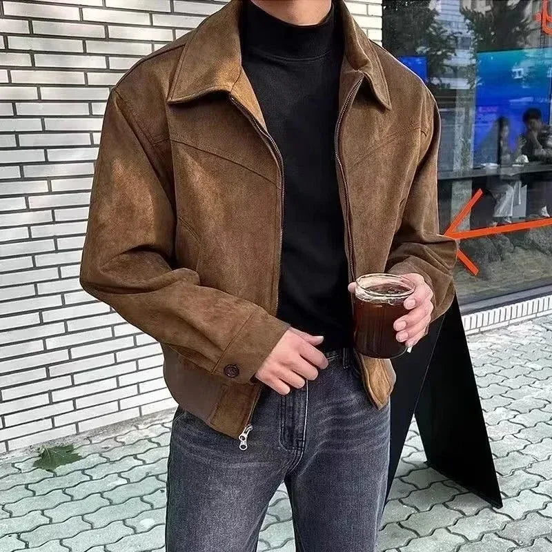 Suede Bomber Jacket – Brown