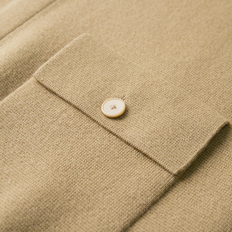 Merino Wool Cardigan With Pockets - Khaki