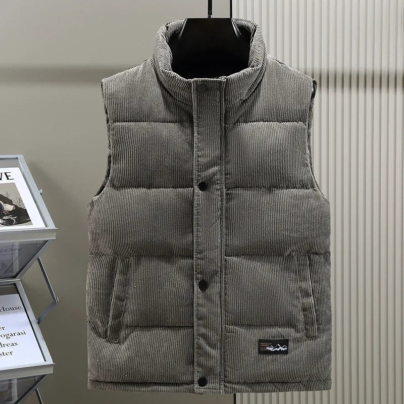 Corduroy Puffer Vest - Grey