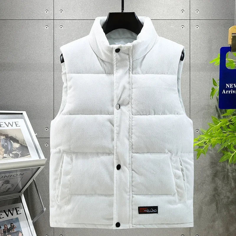 Corduroy Puffer Vest - White