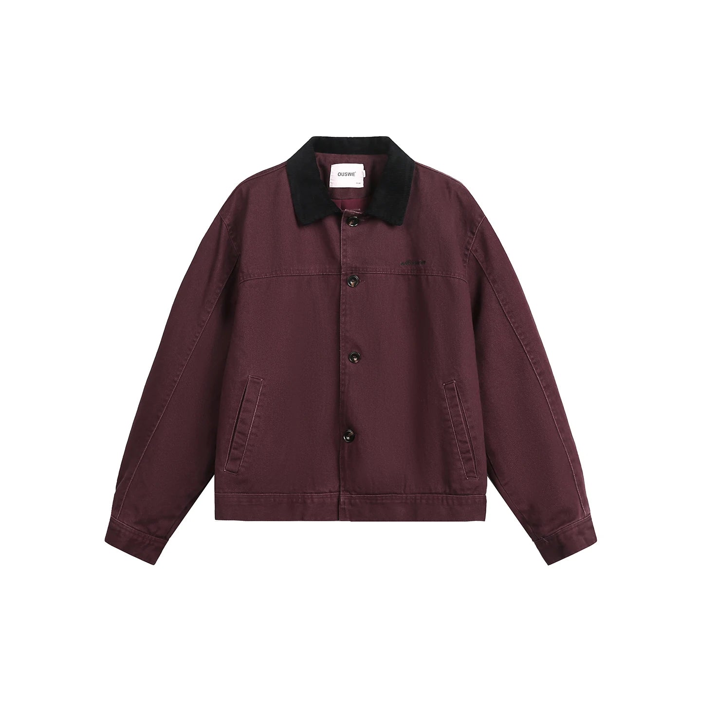 Washed Contrast-Collar Jacket - Grey