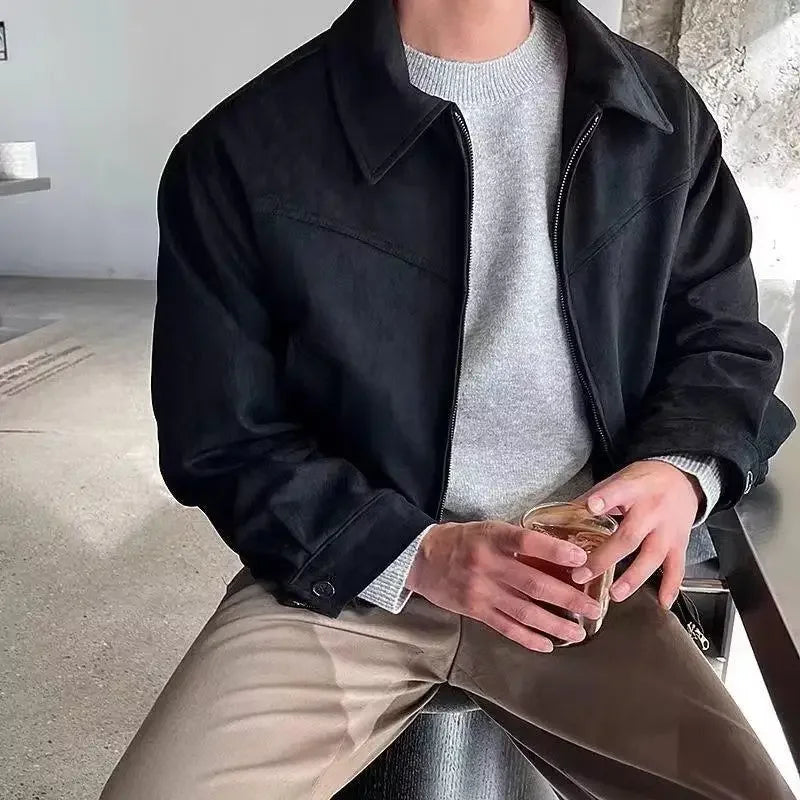 Suede Bomber Jacket – Black