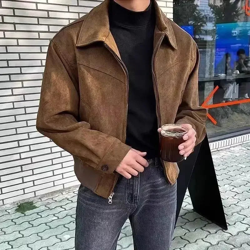 Suede Bomber Jacket – Brown
